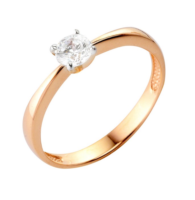 Кольцо из красного золота с фианитом