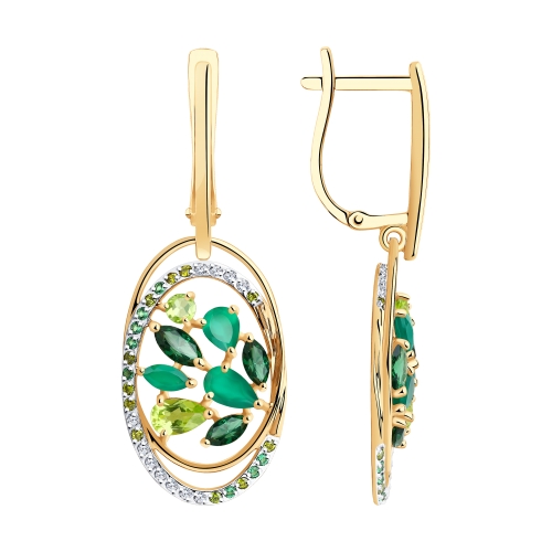 Серьги из красного золота с миксом камней