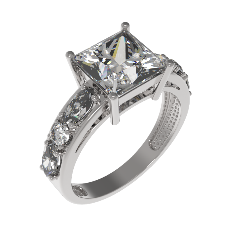 Кольцо из серебра с фианитами