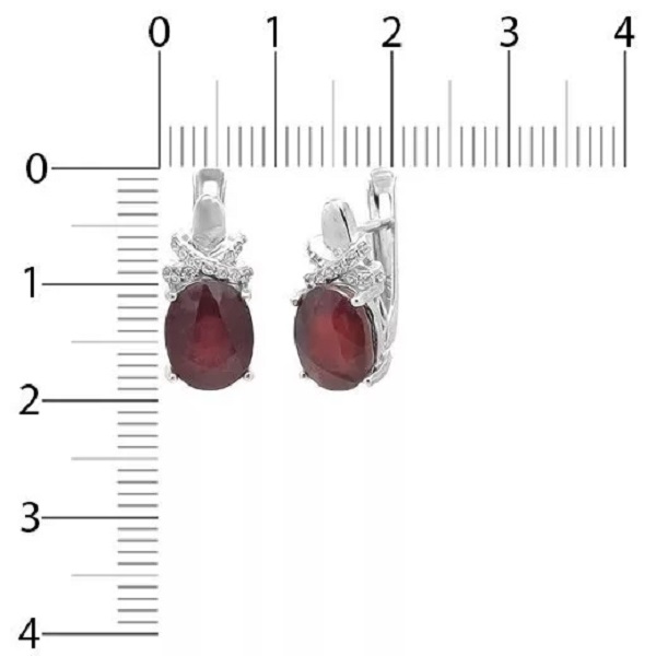 Серьги из серебра с корундами и цирконием