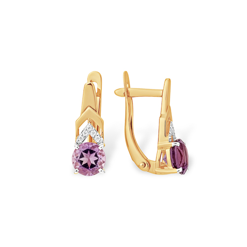 Серьги из красного золота с топазами и фианитами