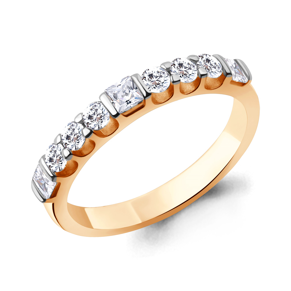 Кольцо из красного золота с фианитами