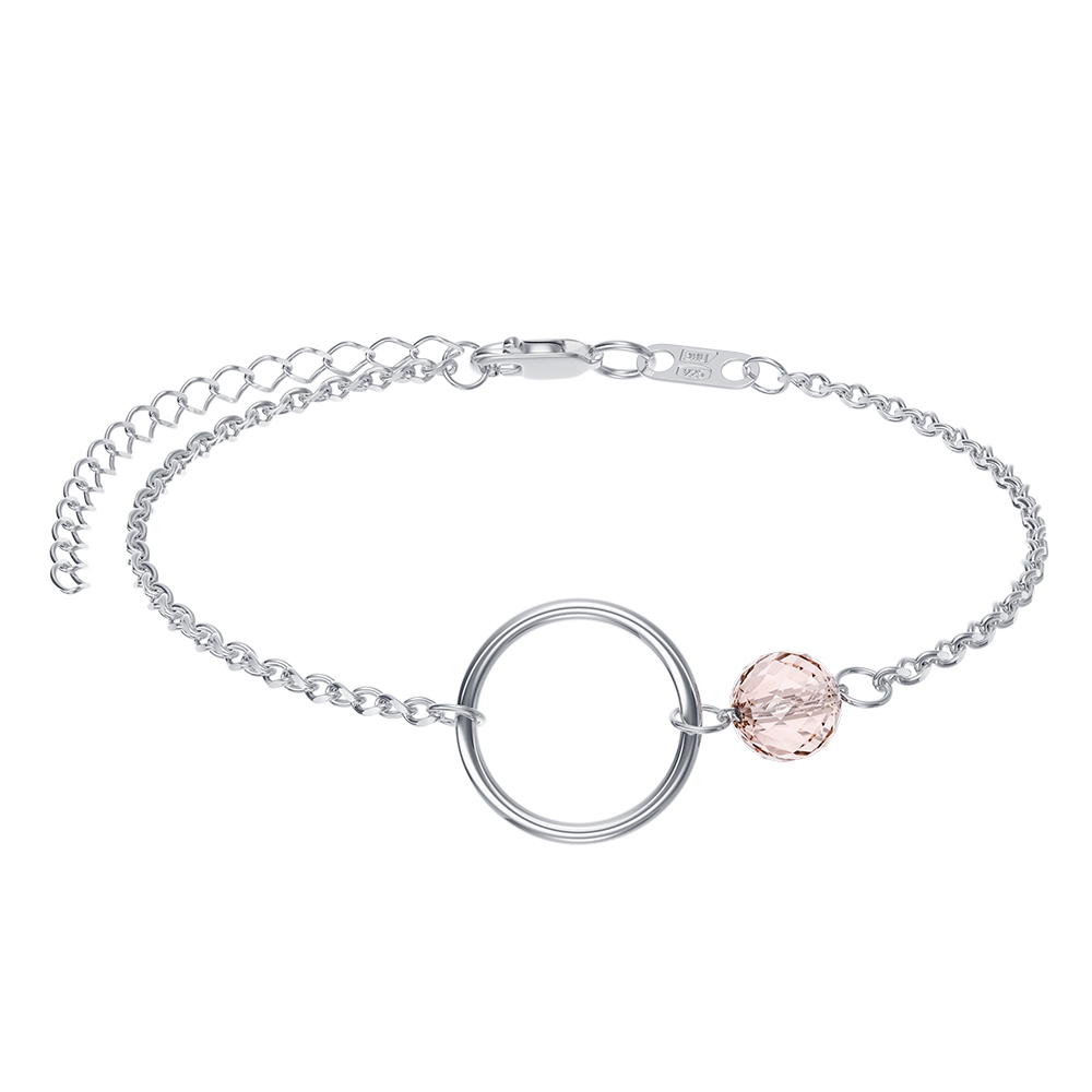 Браслет из серебра с кольцом и кварцем