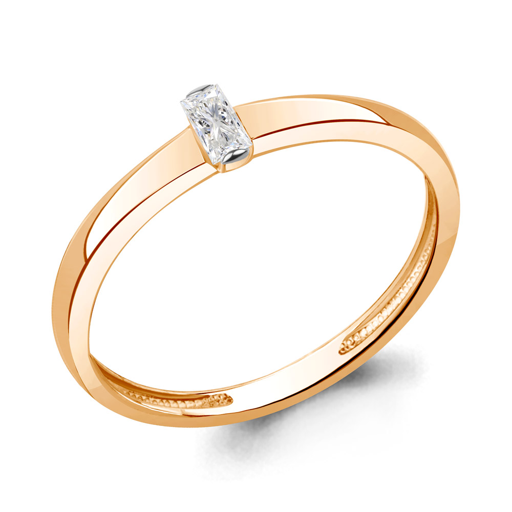 Кольцо из красного золота с фианитом