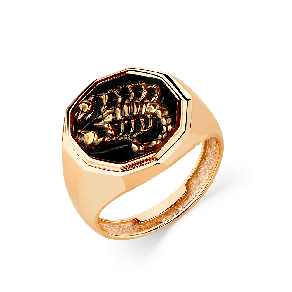 Печатка из красного золота с эмалью