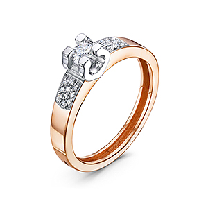 Кольцо из красного золота с бриллиантами