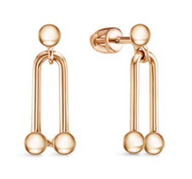 Серьги пусеты из красного золота