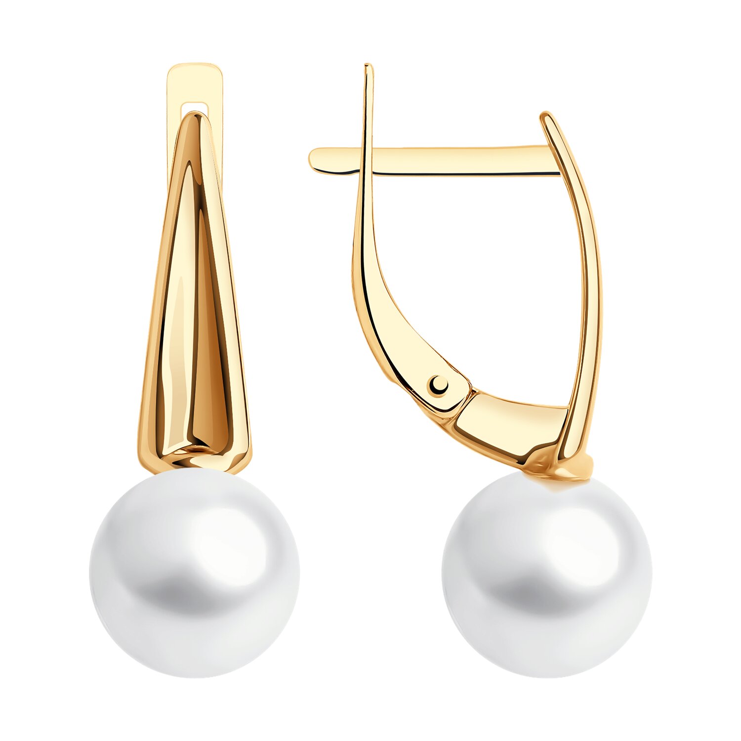 Серьги из красного золота с жемчугом