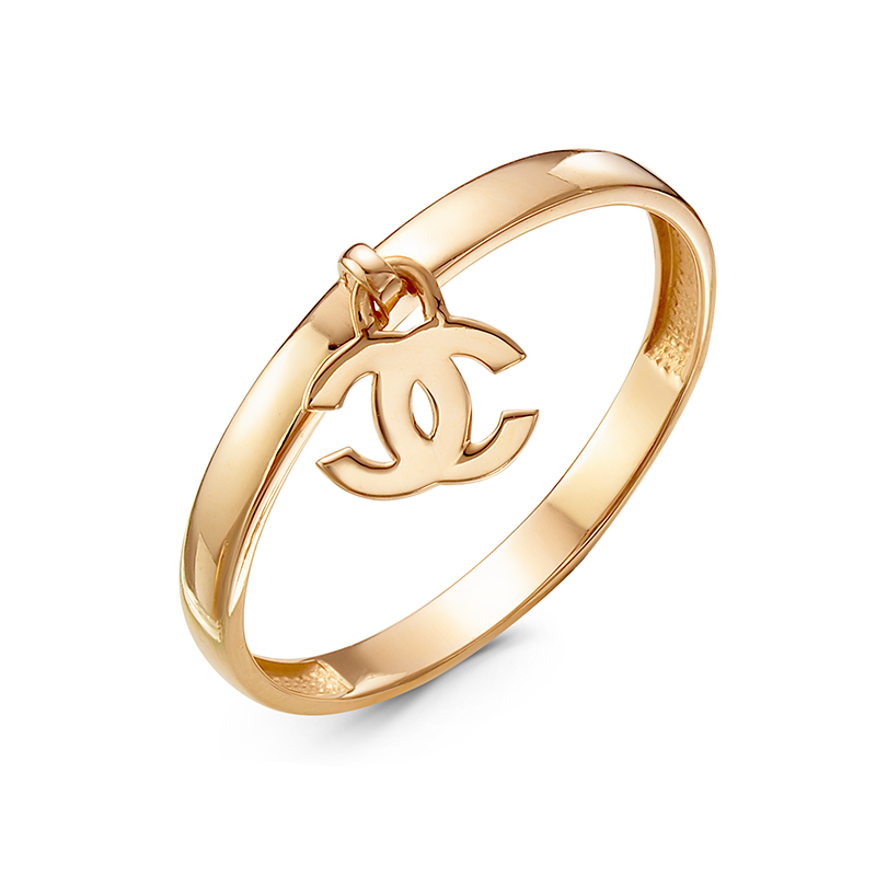 Кольцо из красного золота с подвеской