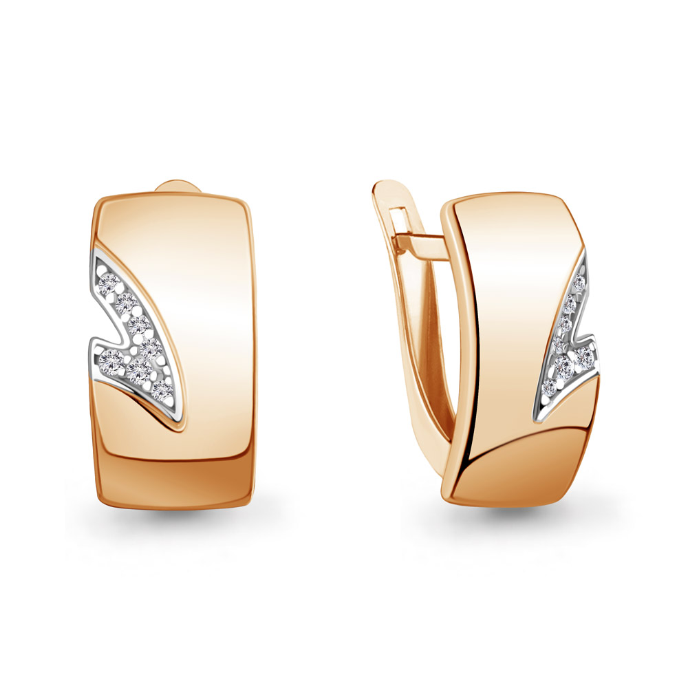 Серьги из красного золота с фианитами