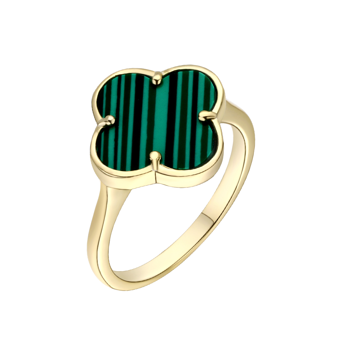 Кольцо из серебра с искусственным малахитом