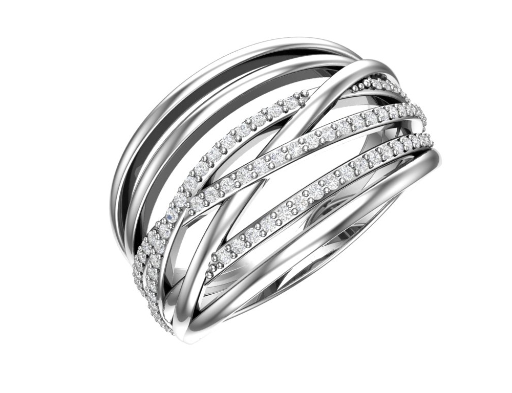 Кольцо из серебра с фианитами