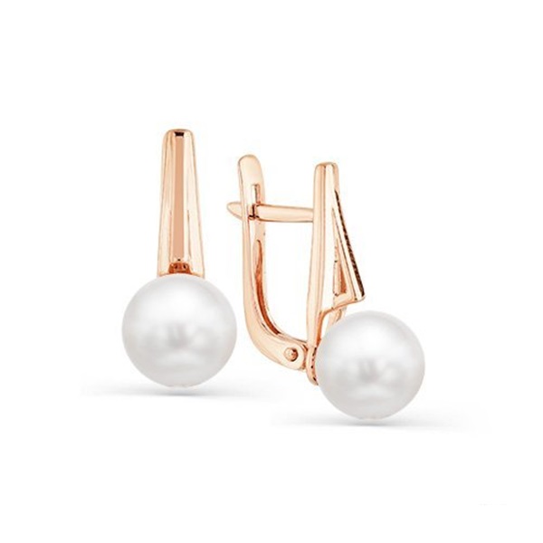 Серьги из красного золота с жемчугом