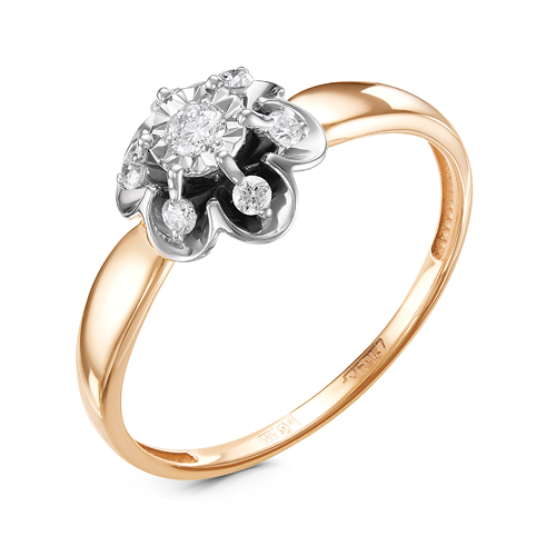 Кольцо из красного золота с танцующим бриллиантом