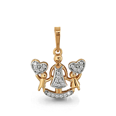 Подвеска из красного золота 585 пробы с фианитами