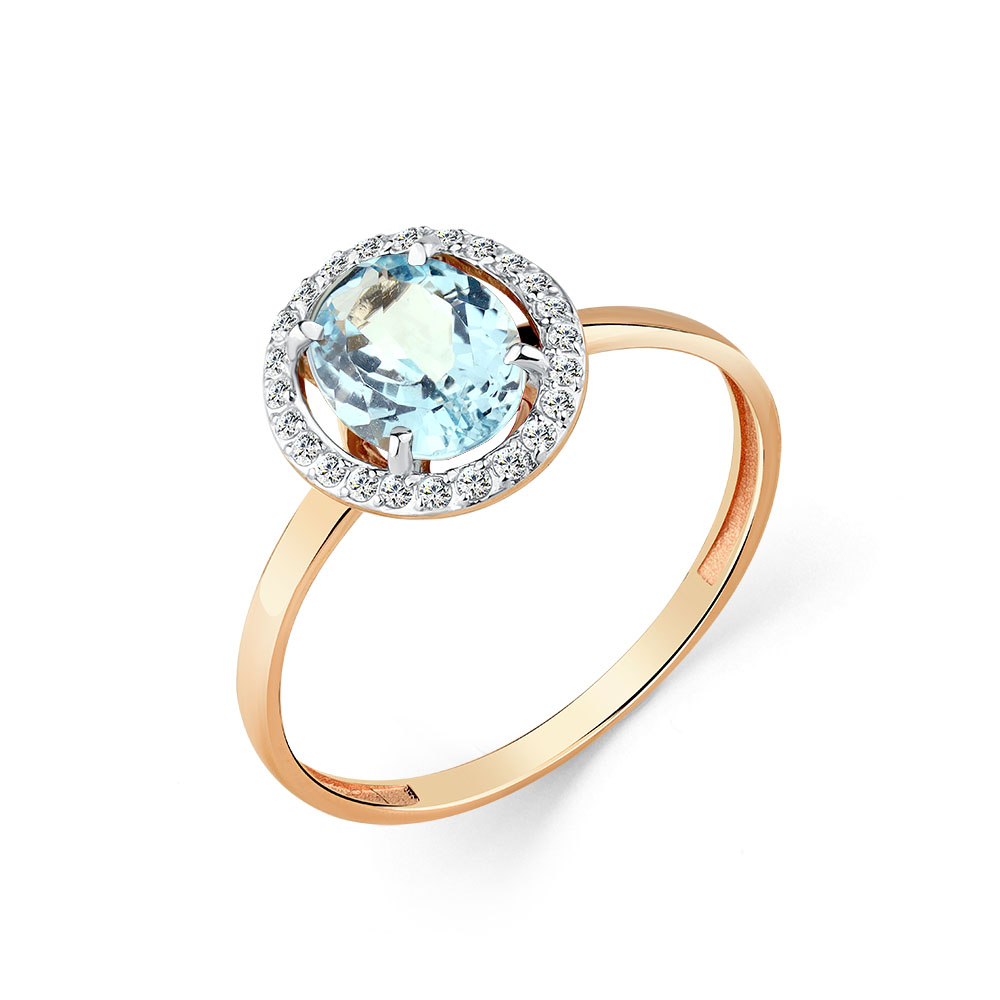 Кольцо из красного золота с топазом и фианитами