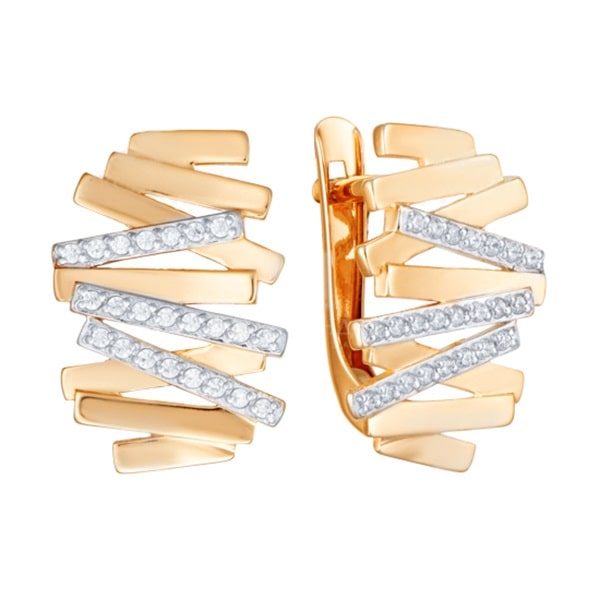 Серьги из красного золота с фианитами