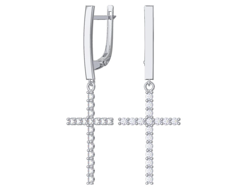 Серьги из серебра с фианитами