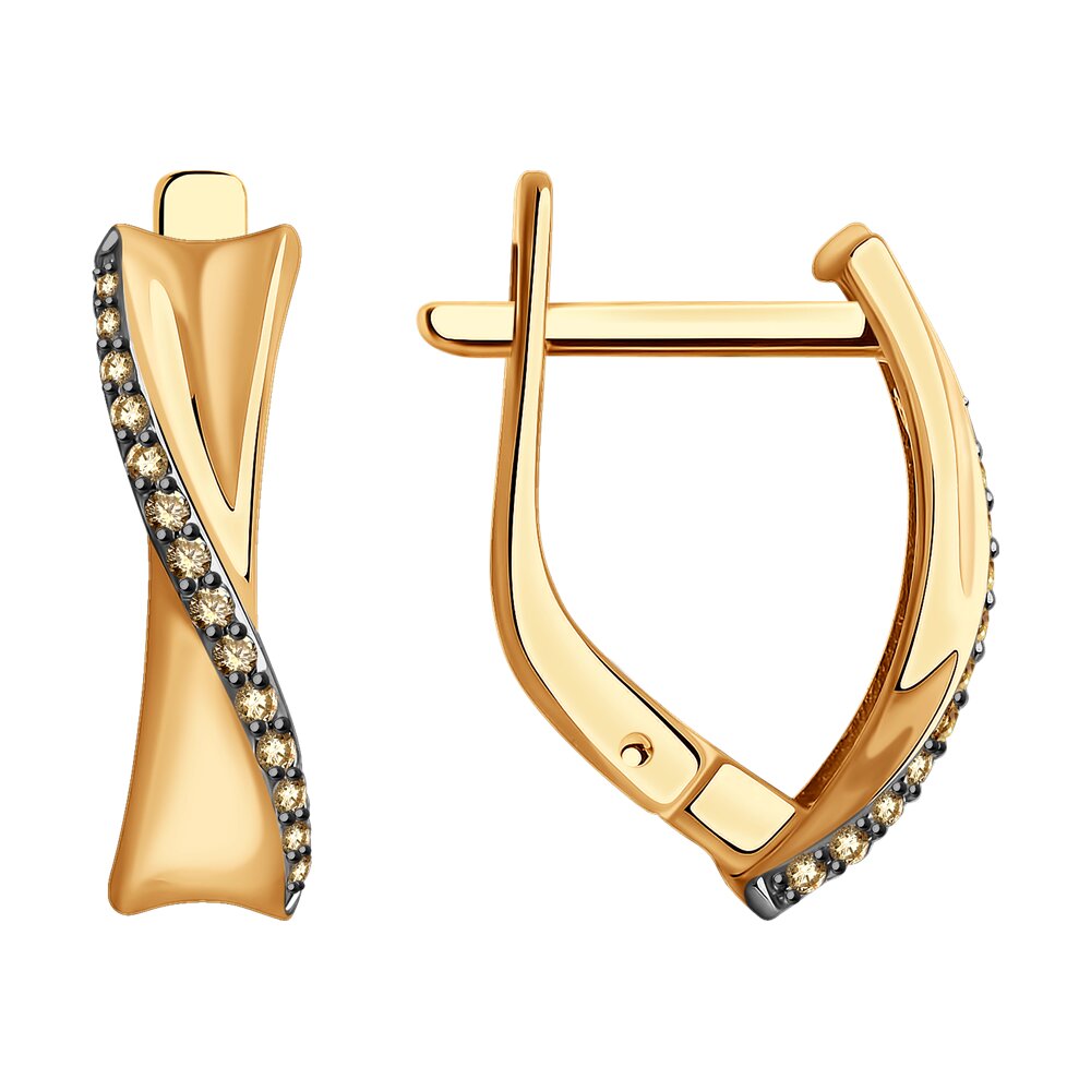 Серьги из красного золота с бриллиантами