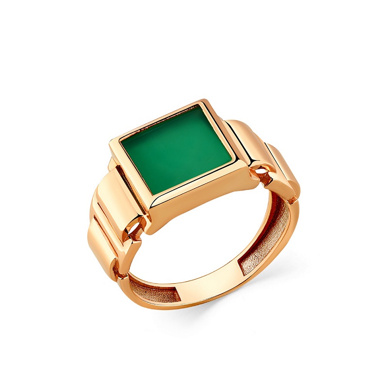 Печатка из красного золота с агатом