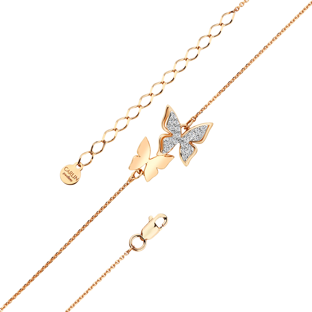 Браслет из красного золота с фианитами