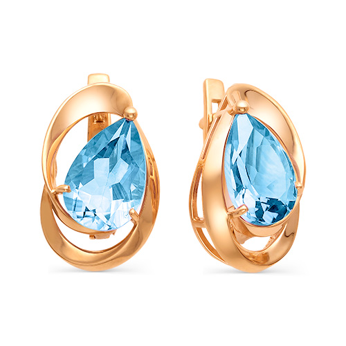 Серьги из красного золота с топазами