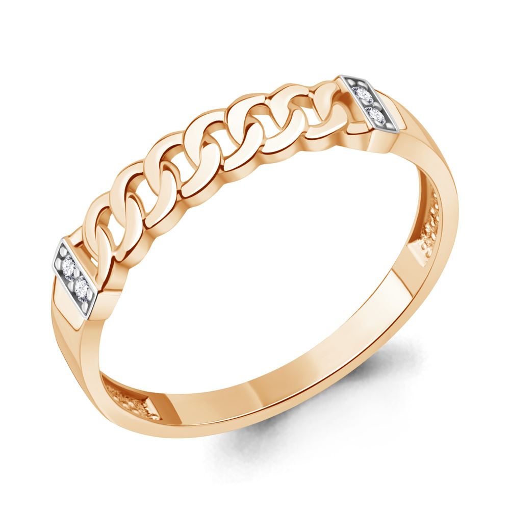 Кольцо из красного золота с фианитами