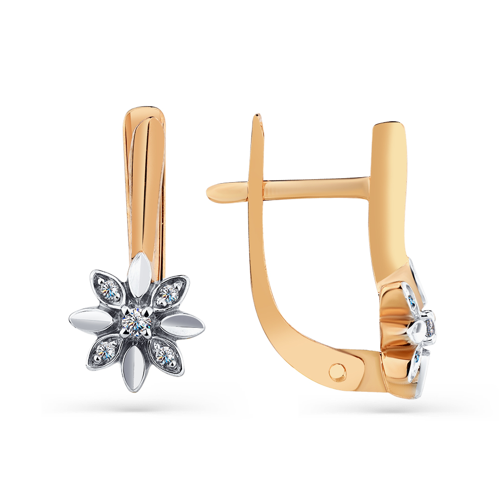 Серьги из красного золота с фианитами