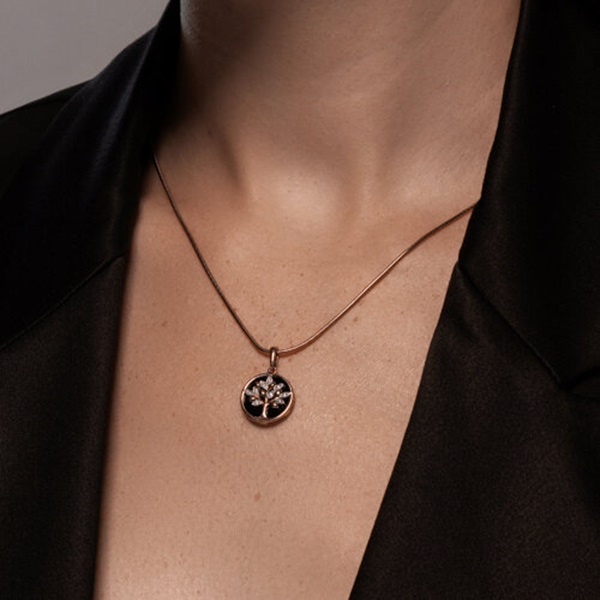 Подвеска из красного золота с агатом и фианитами