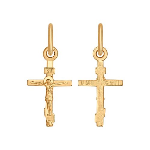 Крестик православный из красного золота