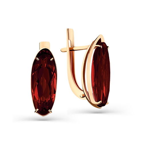 Серьги из красного золота с гранатами