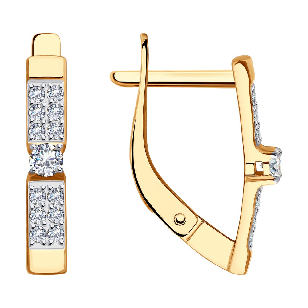 Серьги из красного золота с фианитами