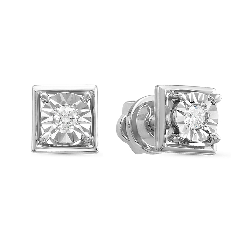 Серьги пусеты из золота с бриллиантами