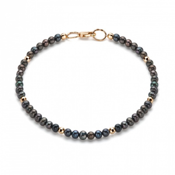 Браслет из красного золота с черным жемчугом