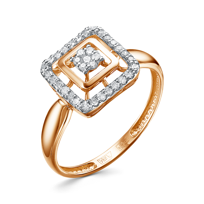 Кольцо из красного золота с бриллиантами