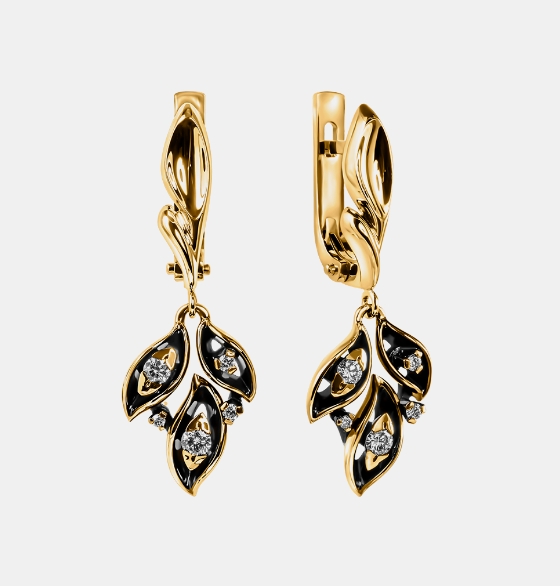 Серьги из желтого золота с бриллиантами