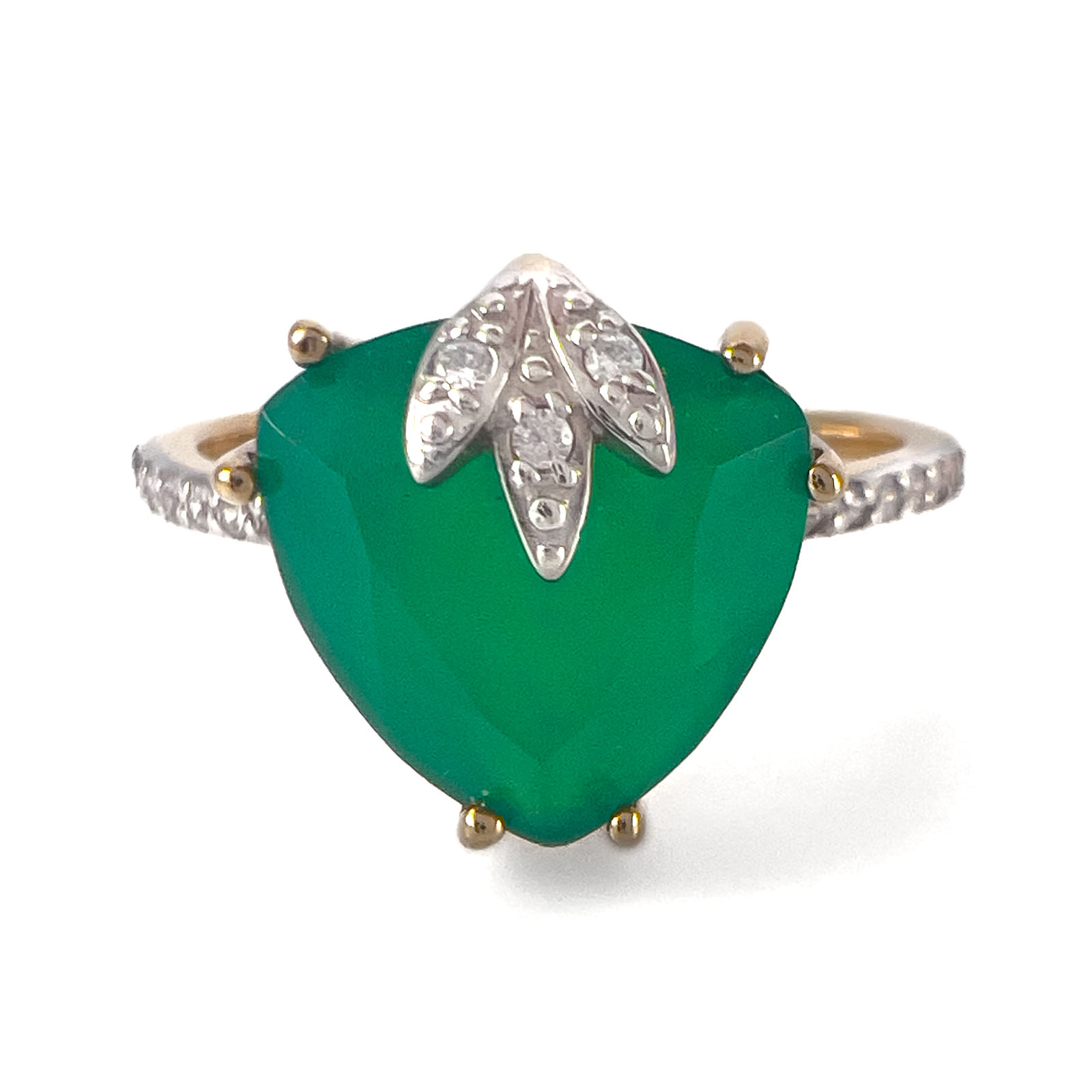 Кольцо из красного золота 585 пробы с агатом и фианитами