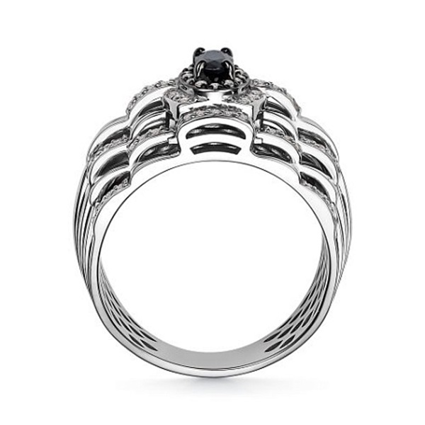 Кольцо из белого золота с сапфиром и бриллиантами