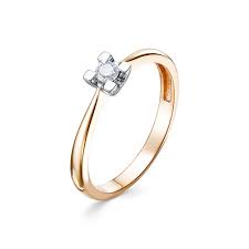 Кольцо из красного золота с бриллиантом