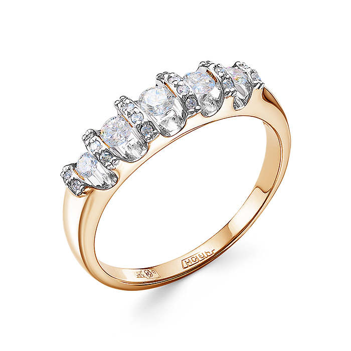 Кольцо из красного золота с бриллиантами