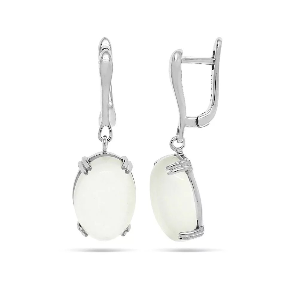 Серьги из серебра с лунным камнем