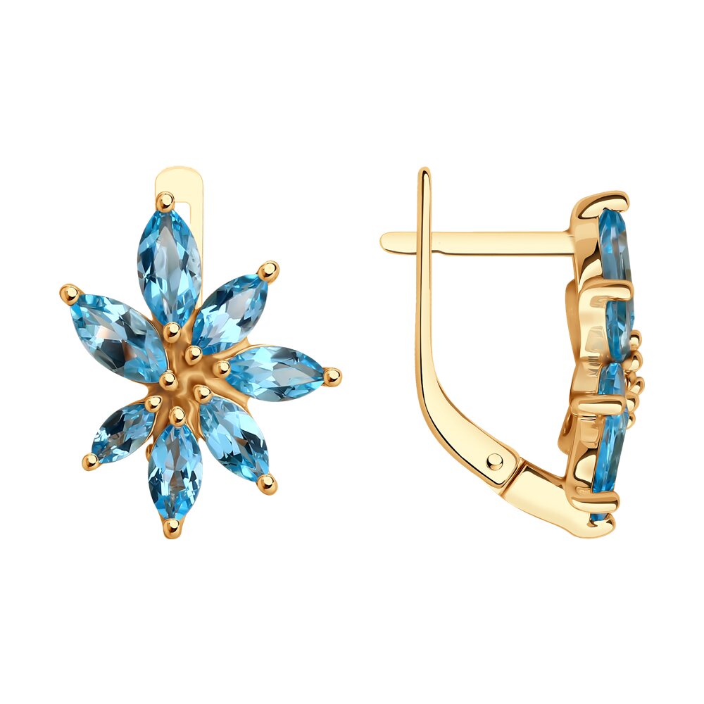 Серьги из красного золота с топазами