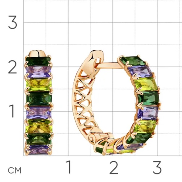 Серьги из красного золота с миксом ккамней
