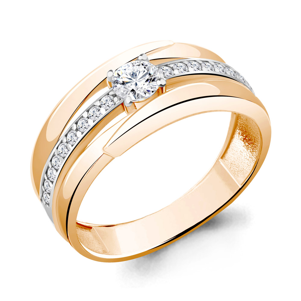 Кольцо из красного золота с фианитами