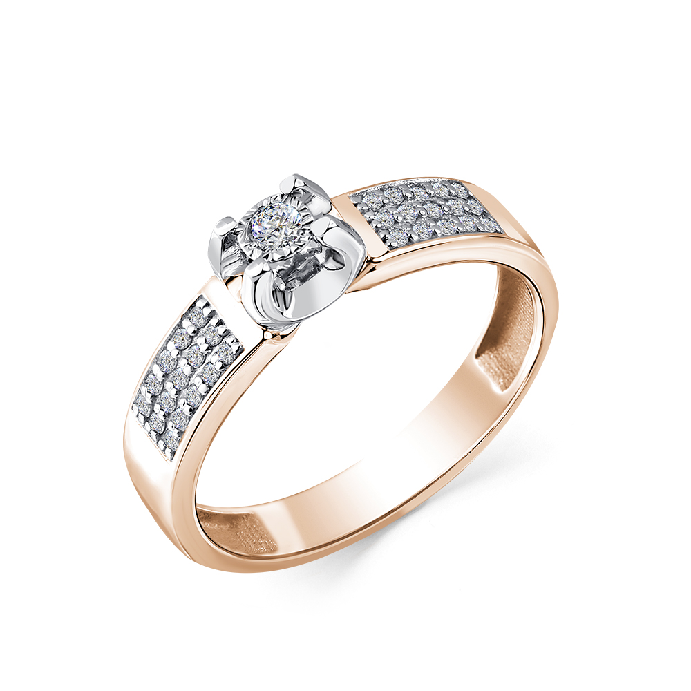 Кольцо из красного золота с бриллиантами