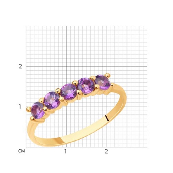 Кольцо из золота с аметистами