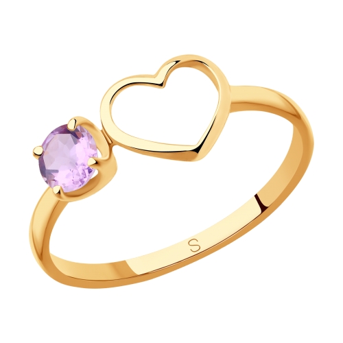 Кольцо из красного золота с аметистом