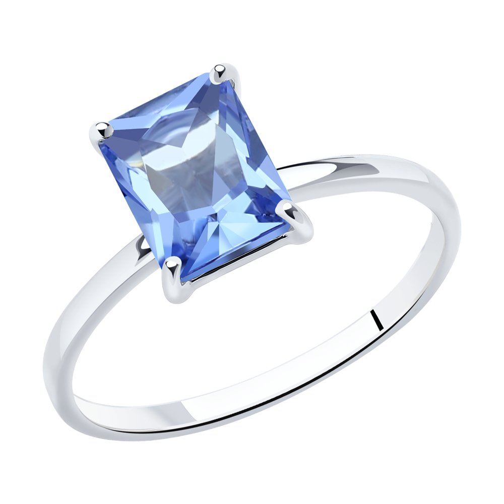 Кольцо из белого золота с ситаллом