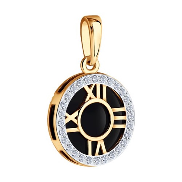 Подвеска из красного золота с агатом и фианитами