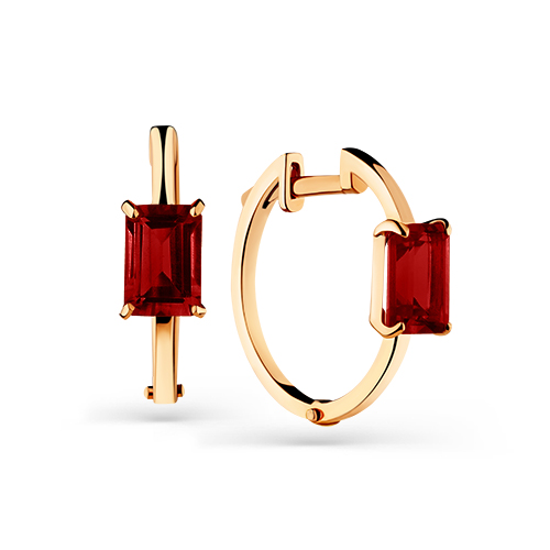 Серьги из красного золота с гранатами